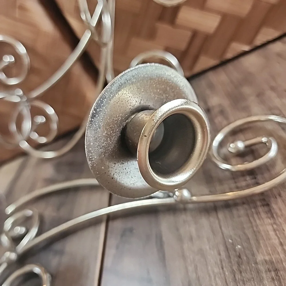 Set of 2‎ Home Interior Brass Double Candle Holders Swirl Design Homco 8.5